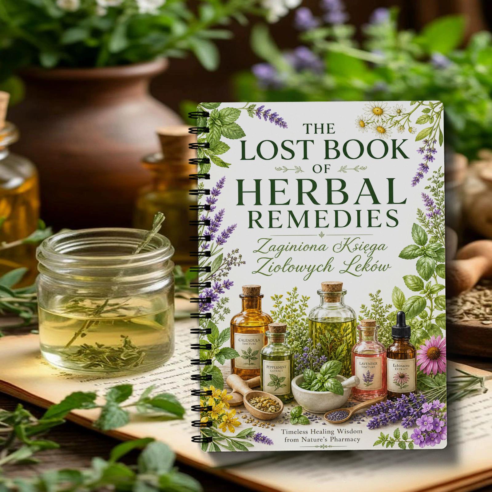 Natural Herbal Wellness - Notatnik Spiralny z Motywem Ziół, Wersja